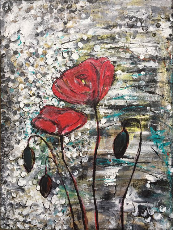 Poppies Artwork For Sale Original Flower Painting On Canvas Ready to Hang Gift Ideas Acrylic Paintings Buy Art Now Free Delivery 30x40cm