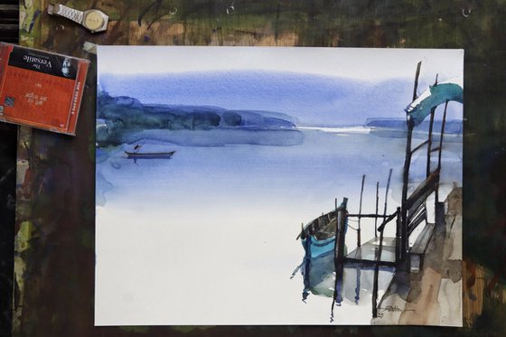 Peaceful pier to backwater