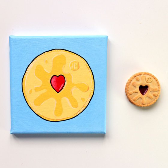 Jammy Dodger Biscuit Pop Art Painting on Miniature Canvas