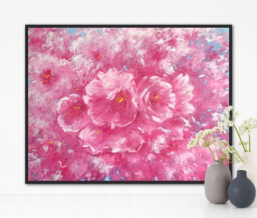 Blossom cherry flowers 90-70cm by Volodymyr Smoliak