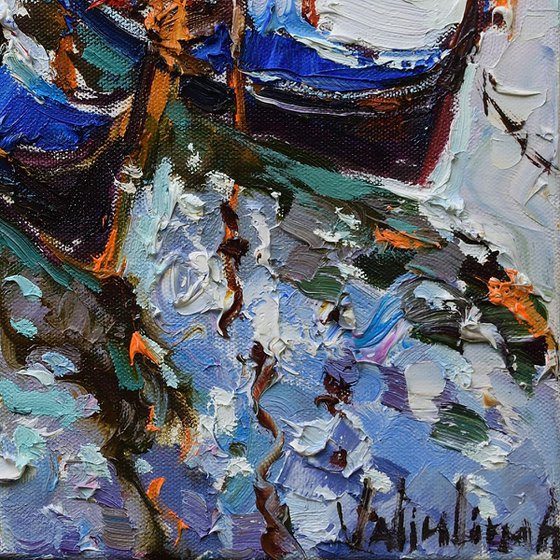 Venice gondolas Original oil painting