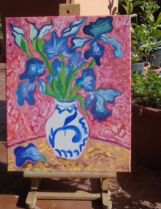 Irises in Chinese Vase 3 SOLD