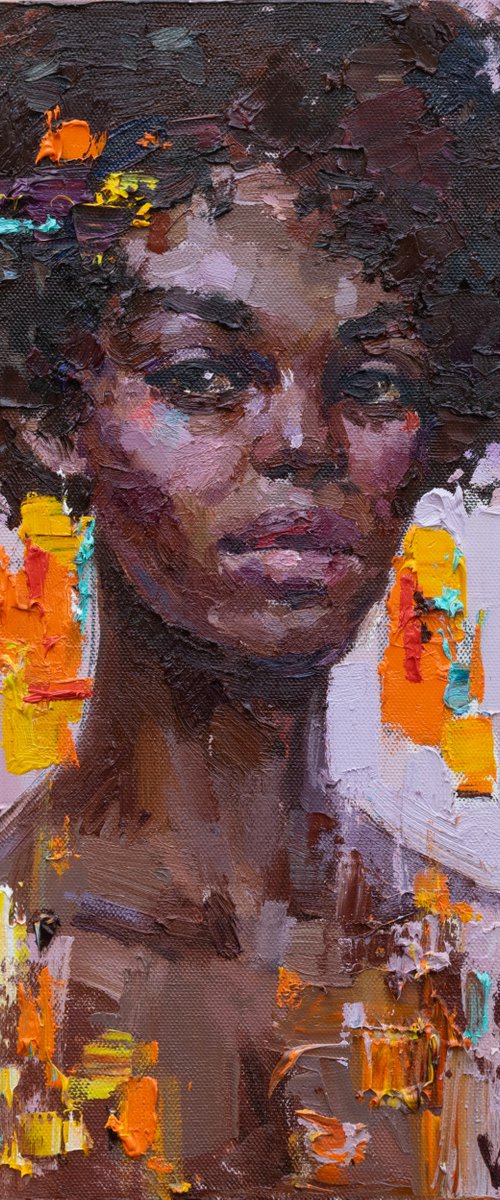 African woman portrait Original oil painting by Anastasiia Valiulina