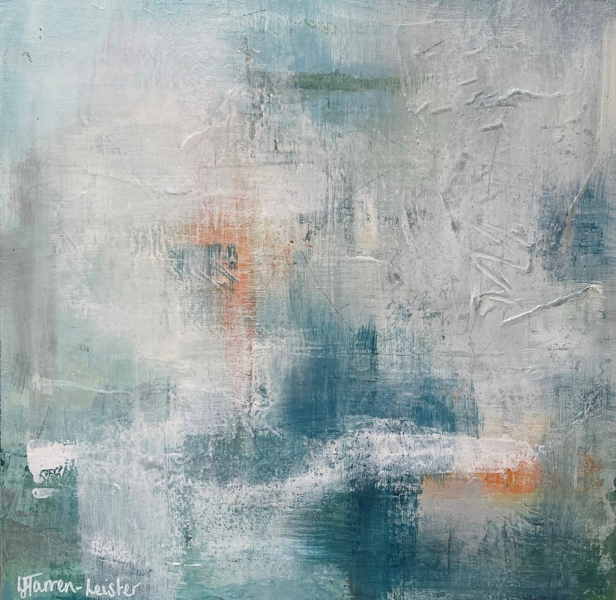 Abstract Acrylic Painting By Lyndsay Tarren-Leister, 12 X 12", Green Series No3, Original Artwork