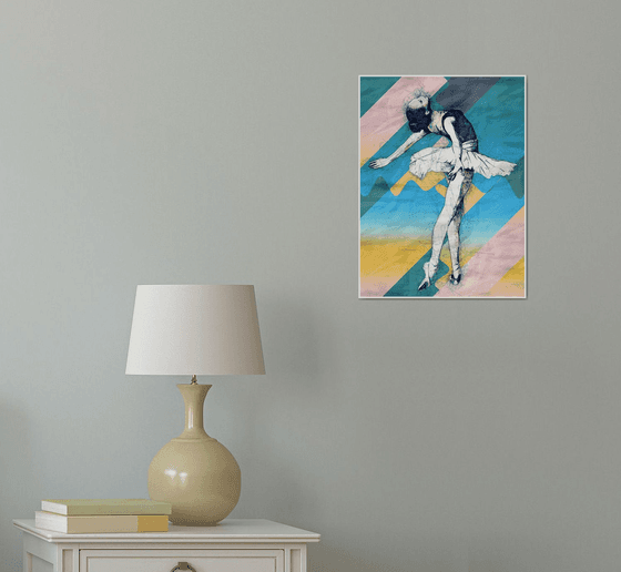 Ballerina In The Sun - Pop Art Modern Poster Stylised Art