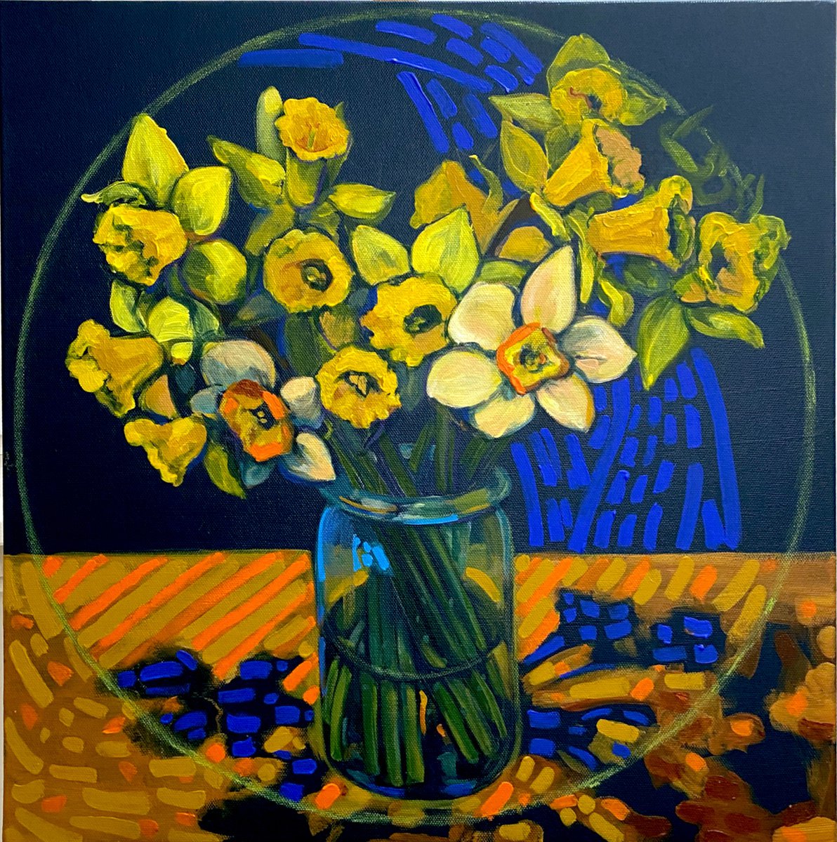  Still Life With A Jar Of Daffodils By Tetiana Cherevan, 28 X 28, Artwork For Sale On Artfinder