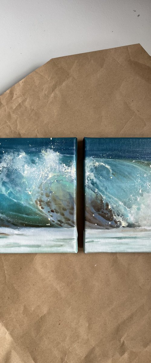 Diptych Sea Ocean Realistic Oil by Myroslava Denysyuk