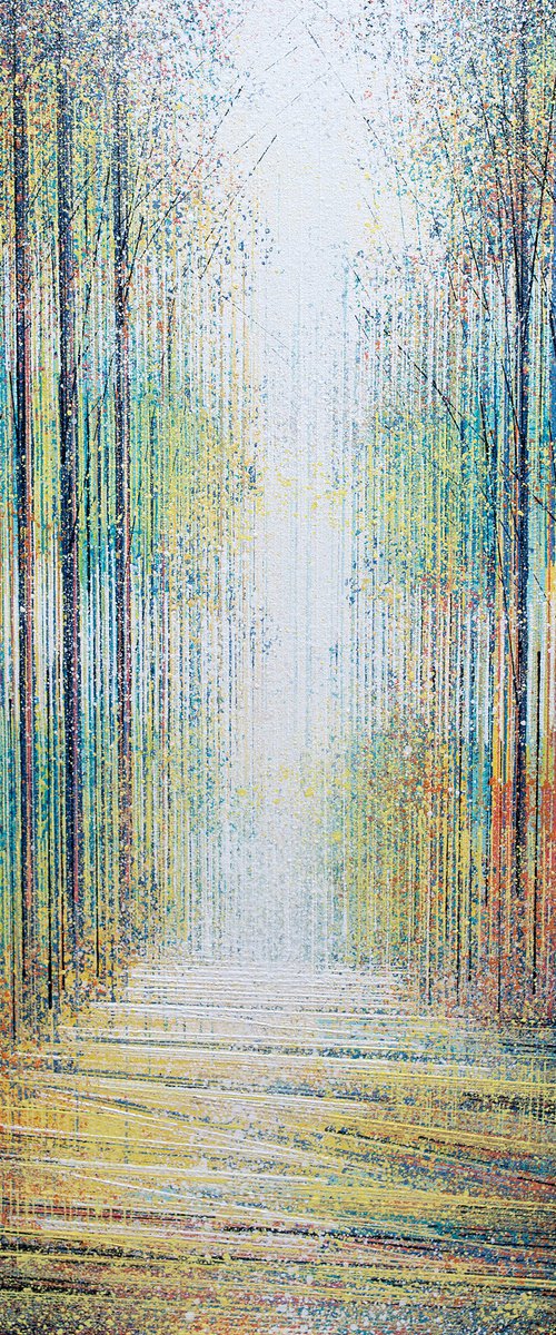 Forest Path Through Spring Trees by Marc Todd