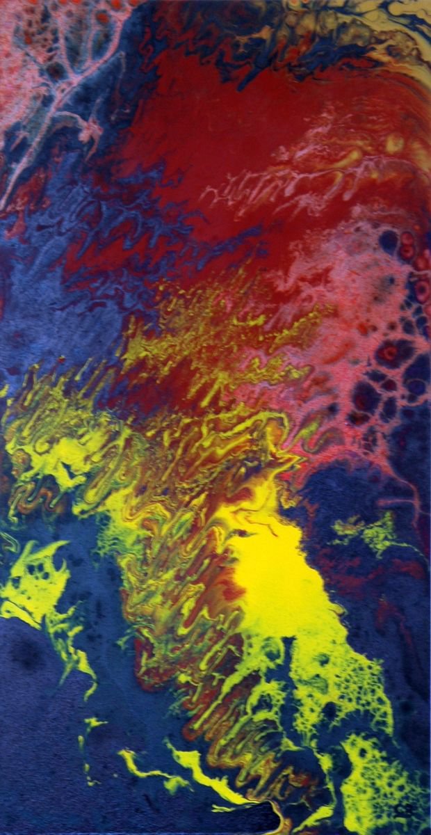 Abstract Acrylic Painting By Cb., 17 X 31, Abstract On Mdf 29, Original Artwork