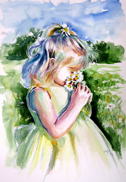 Girl with white flowers by Kovács Anna Brigitta