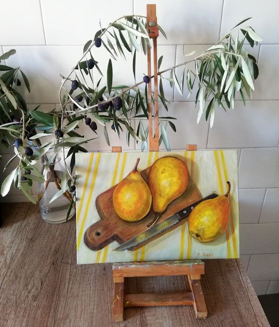 Pears on Cutting Board