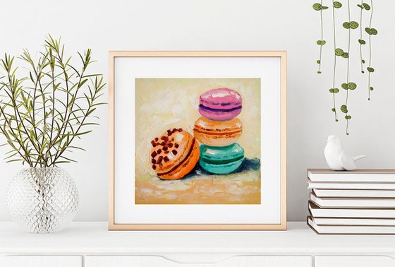 Macarons Oil Painting Original Art Food Artwork Still Life Dessert Wall Art