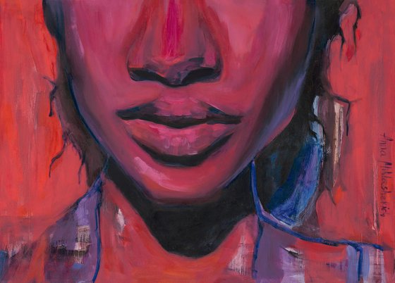 FLOW - Black woman oil portrait painting