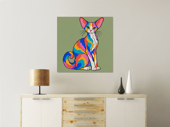 Colorful Devon Rex Cat #21
