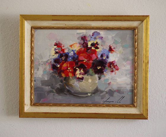 Flowers  Original oil painting  Handmade artwork Framed Ready to Hang One of a kind