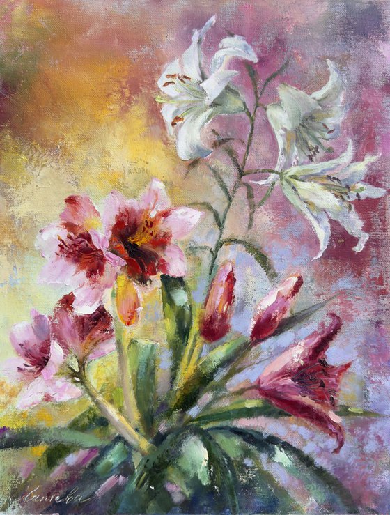 Multicolored lilies