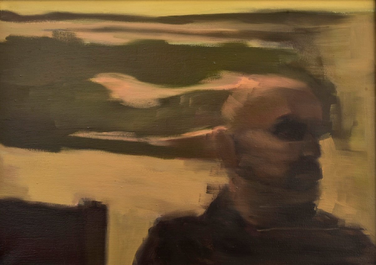 Impressionistic Portrait Acrylic Painting By Nikola Gulev, 28 X 20", "Nostalgic", Original Artwork