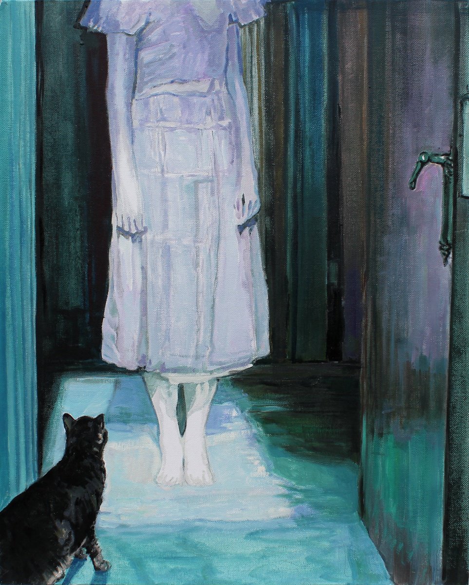 Impressionistic Animal Oil Painting By Timothy Adam Matthews, 16 X 20", Feline Spooky, Original Artwork