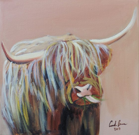 Highland cow art made in Scotland