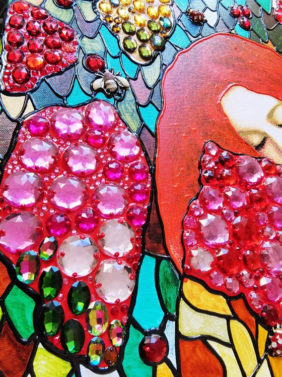 Ginger woman and red grape