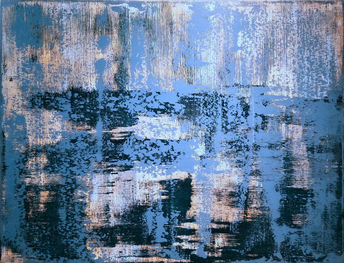 Organic Landscape Acrylic Painting By Chris Carbone, 48 X 36, Blue Lace Curtain-Georgian Bay, Original Artwork