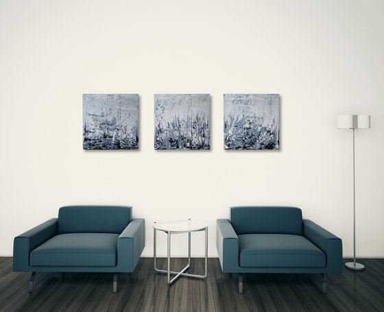 Winter Triptych (130 x 40 cm) (52 x 16 inches) 3 paintings in 1