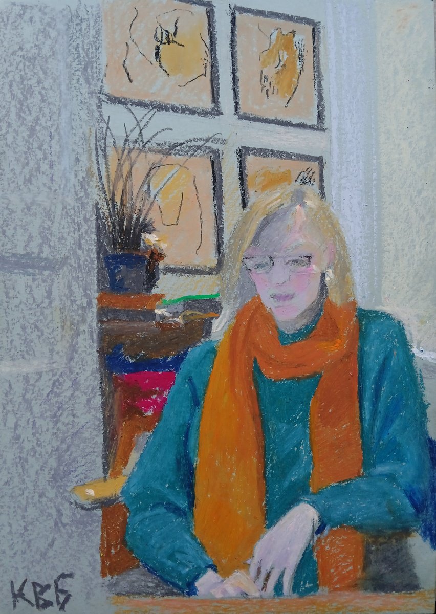 Impressionistic Pastel Drawing , Lost In Thought By Vasyl Koval, 8 X 12, Artwork For Sale On Artfinder