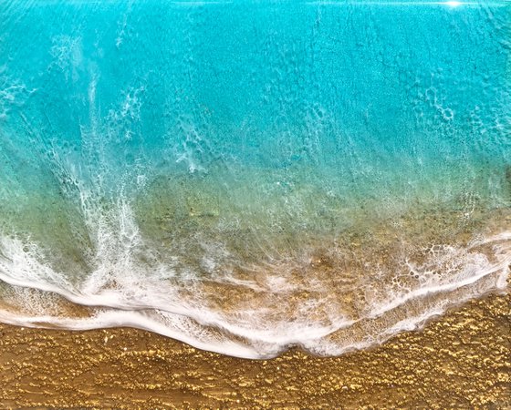 Seascape Teal Waves #49 Seascape beach Painting