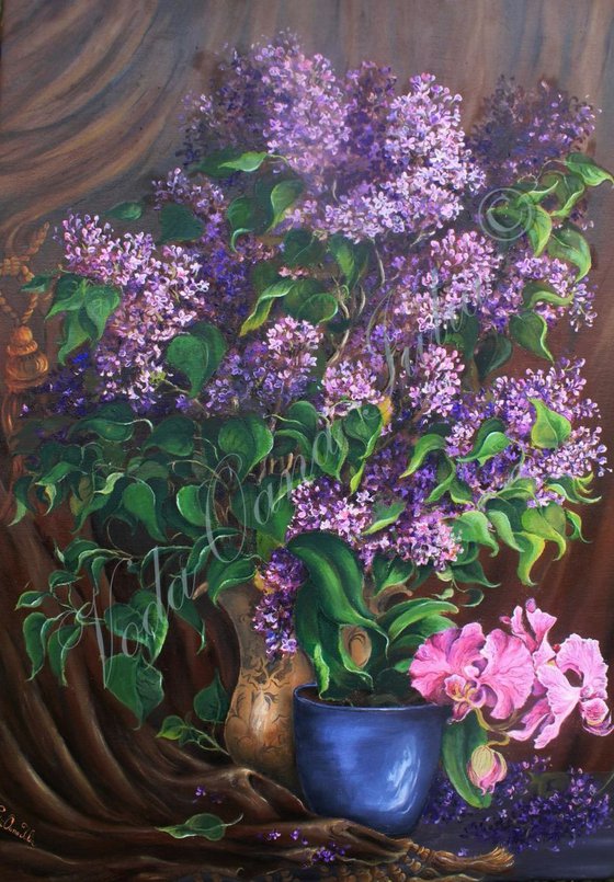 Lilac with orchid