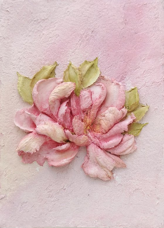 Impasto painting, 3D floral art "July rose"