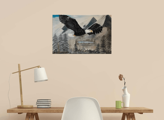 Oil Painting, Gift idea,  Original, wall  Art On Canvas, The eagle with man's eyes