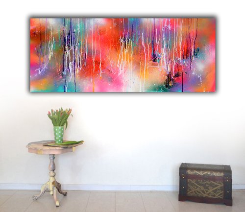 Fresh Moods 87 - Large Vibrant Abstract Painting by Soos Roxana Gabriela