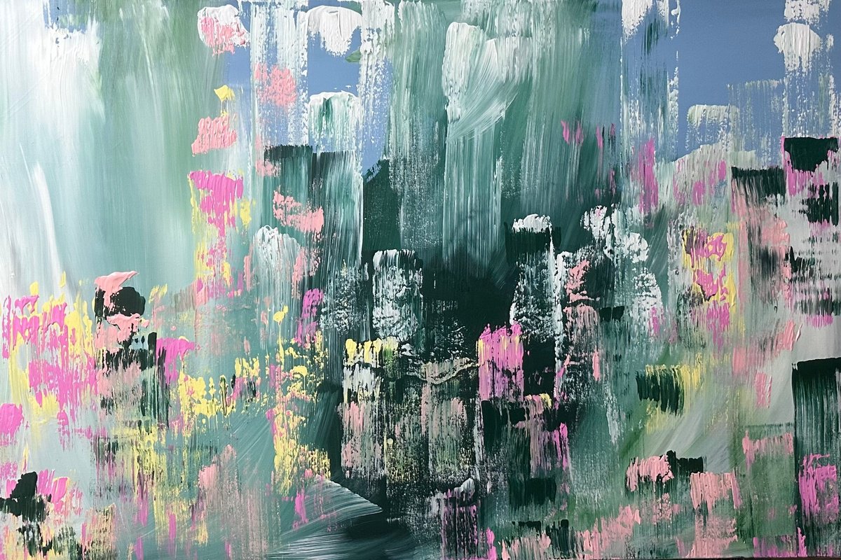 Organic Abstract Acrylic Painting By Alanah Jarvis, 59 X 40, Verdant Rising, Original Artwork