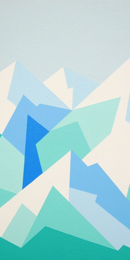 Denali, Alaska. Geometric mountain painting. by Zoe  Hattersley