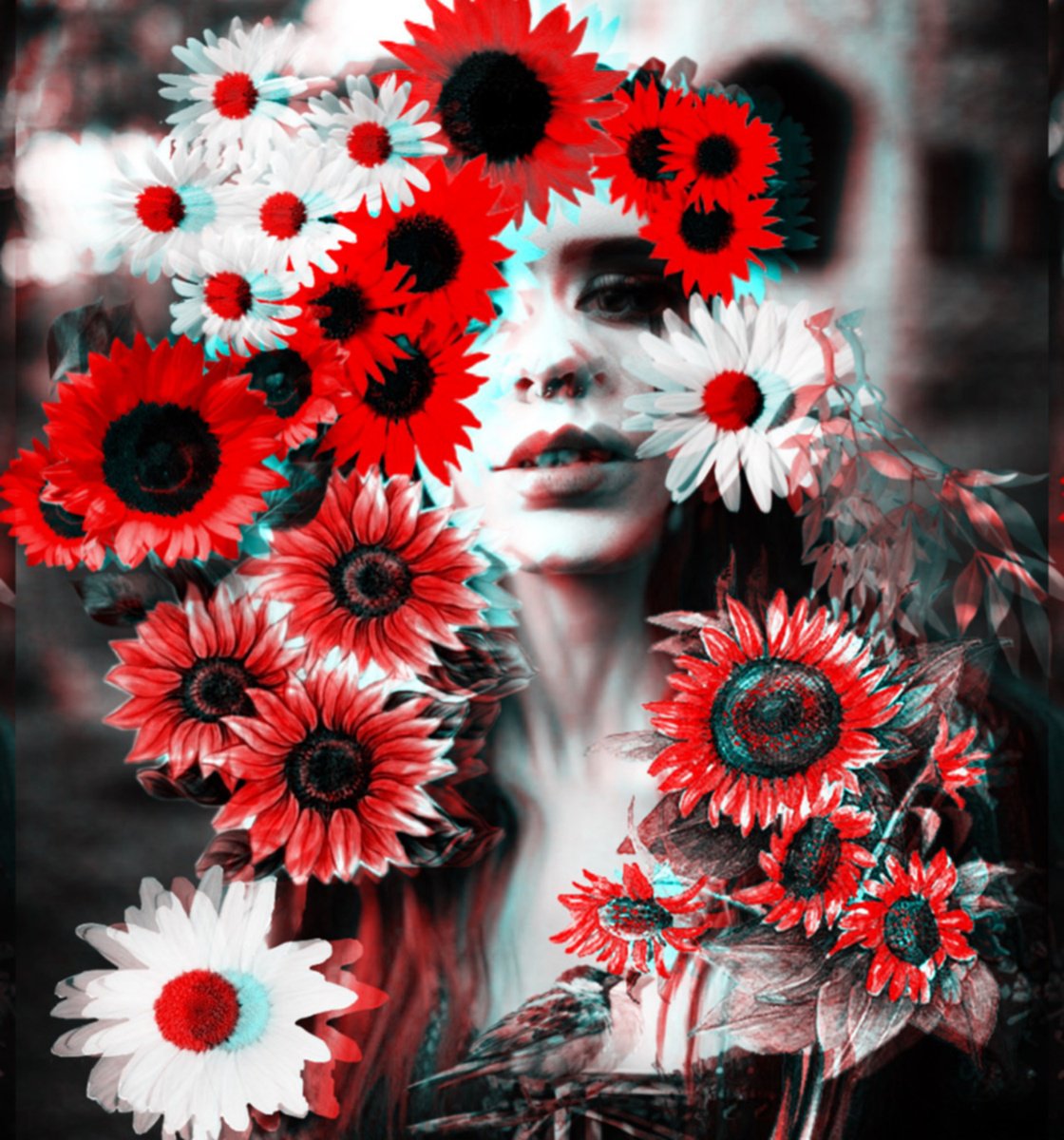 Surrealistic Portrait Photograph By Carmelita Iezzi, 28 X 28, Miss Girasoli, Original Artwork