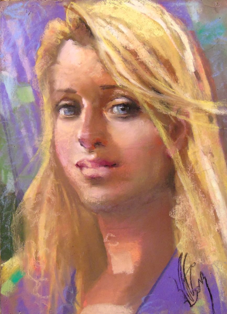 Photorealistic Portrait Pastel Drawing By Yuri Zelonuy, 12 X 16", Stranger 10, Original Artwork