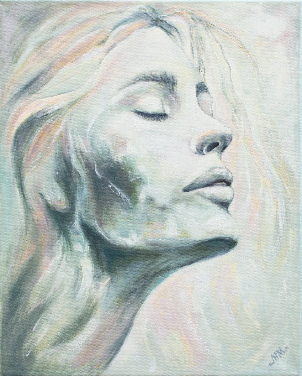 Expressive Portrait Oil Painting By Mila Moroko, 16 X 20", Dream 2, Original Artwork