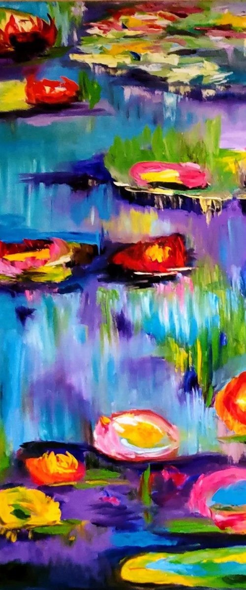Water Lilies, garden in bloom by Olga Koval