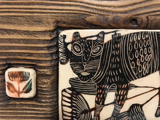 Ceramic panel "Tiger"  26x15x1.8cm