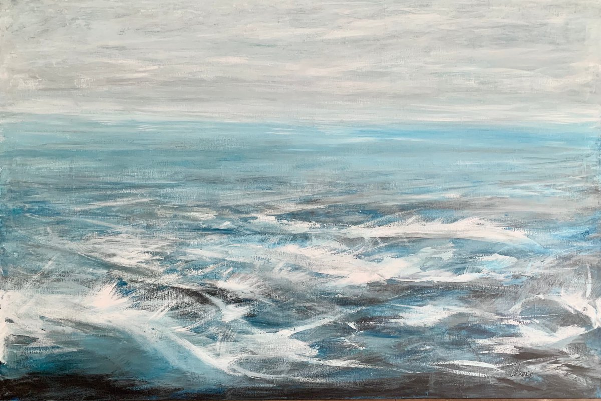 Photorealistic Landscape Acrylic Painting By Tihomir Cirkvencic, 59 X 39", "Waves" - Huge Format 150X100Cm, Original Artwork