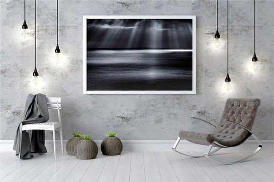 First Night - Black and White Seascape 60 x 40 inches Canvas