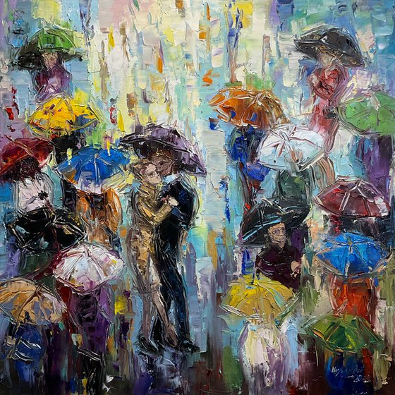 Umbrellas. Tango under the rain