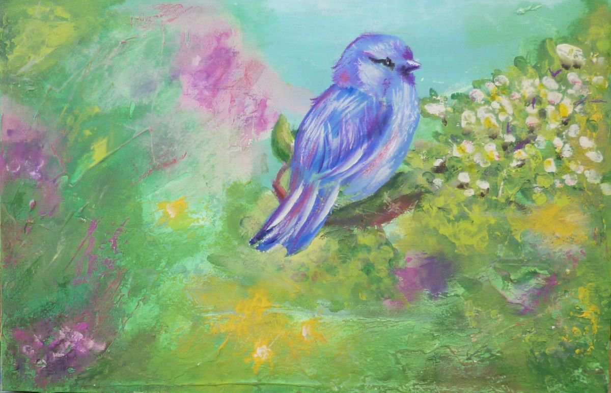 Spring Bird on Canvas by Suzy K