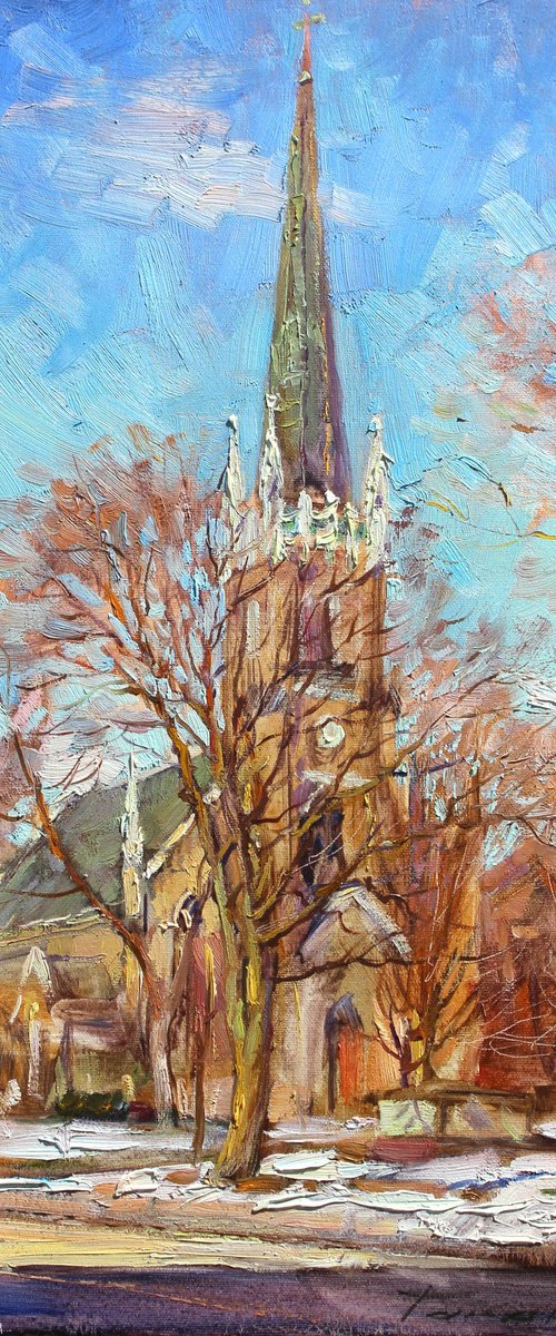 March sun. Church Painting by Volodymyr Tarabanov