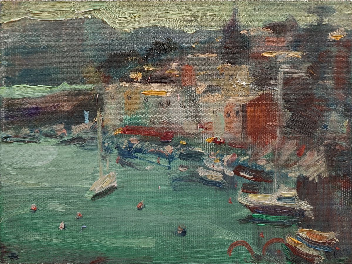 Impressionistic Landscape Oil Painting By Pavel Guliaev, 8 X 6", Sea Landscape, Original Artwork