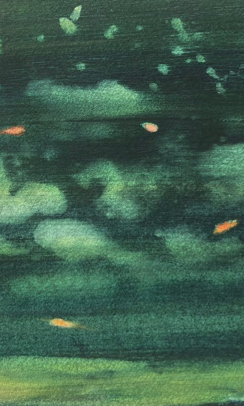 Oltremare - Abstract green watercolor by Isabella Nazzarri