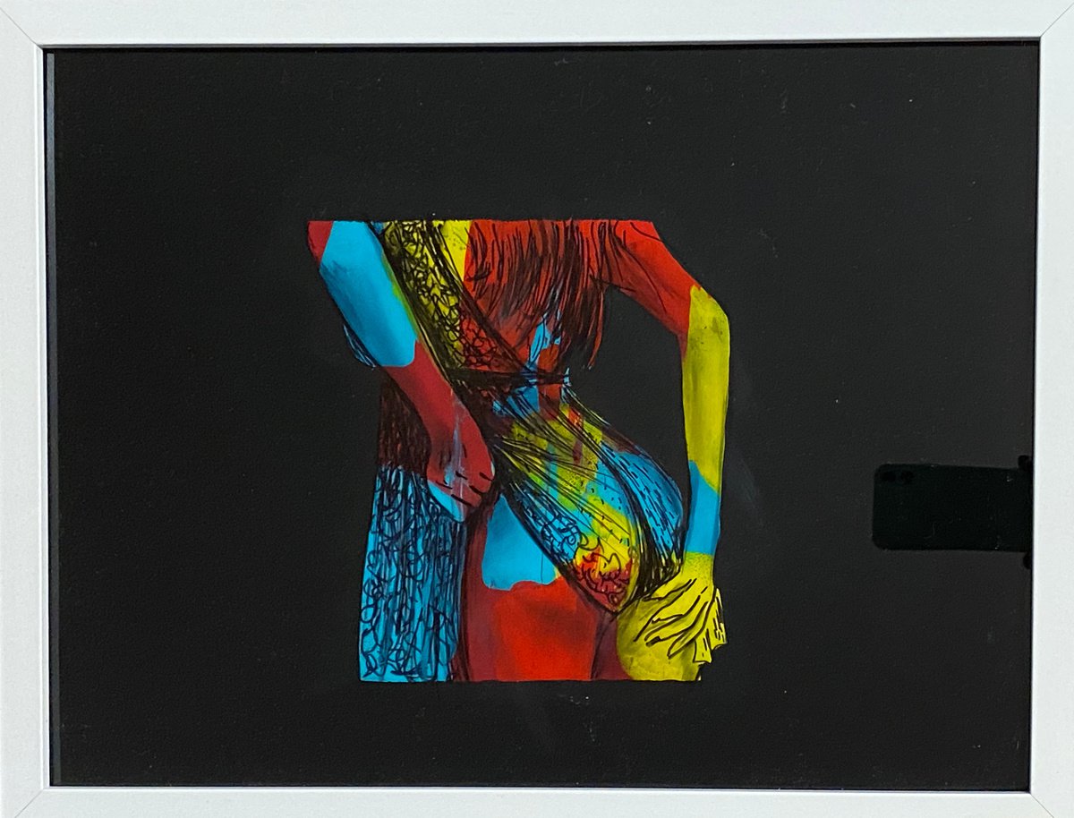 Expressive Portrait Acrylic Painting By Eka Peradze, 18 X 14, Action.3D Woman. Eka Peradze Art., Original Artwork