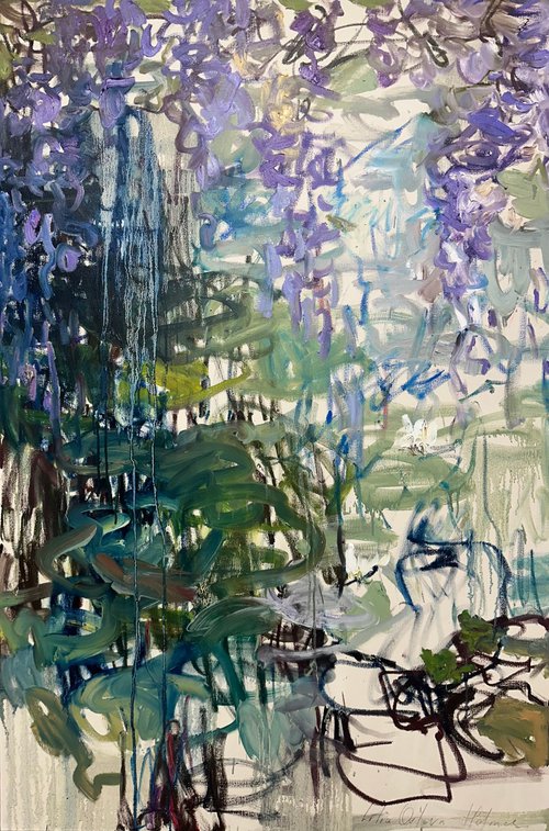 Wisteria over the pond by Lilia Orlova-Holmes