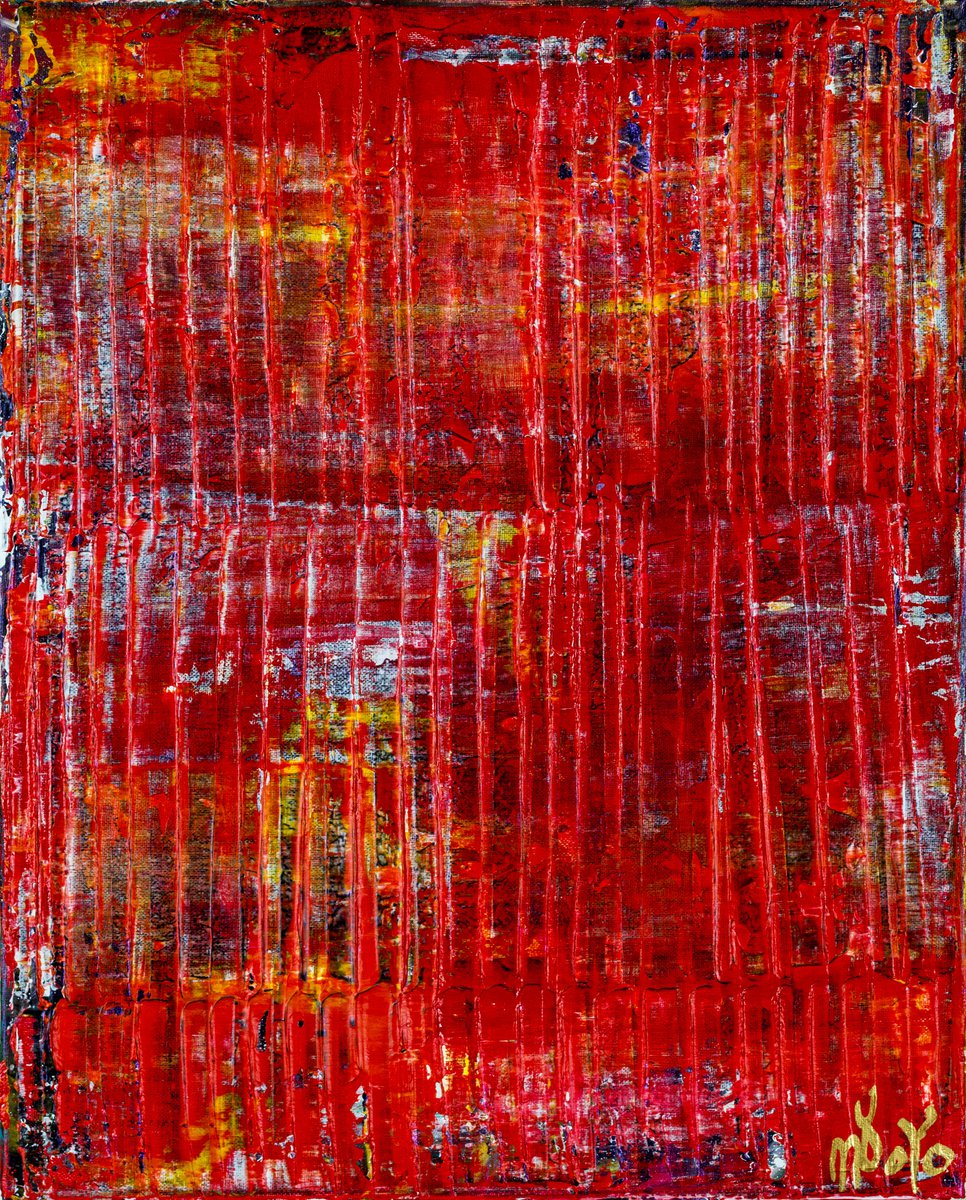 Abstract Acrylic Painting By Nestor Toro, 16 X 20", Morning Fire, Original Artwork