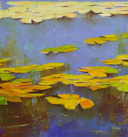 Waterlilies Pond, Large Original oil Painting, Impressionism, Handmade artwork, One of a Kind by Vahe Yeremyan